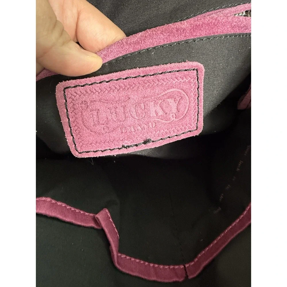 Y2k Lucky Brand Embroidered‎ Purse Velvet Suede Shoulder Bag Rare Floral